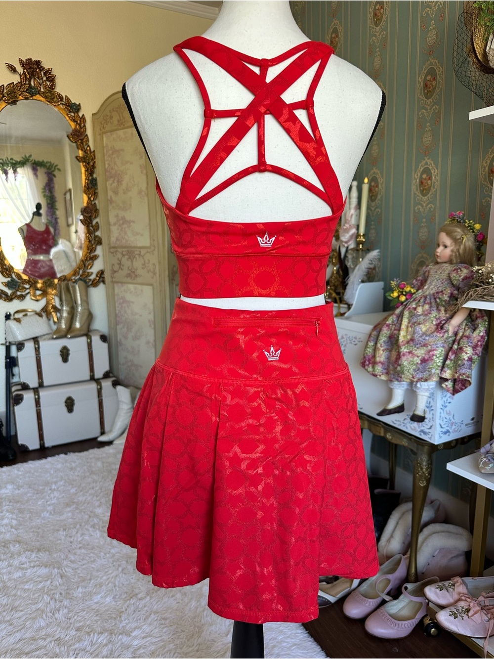 DISNEY PRINCESS Jasmine Red inspired ATHLETIC SKORT crowned athletics - Picture 8 of 10